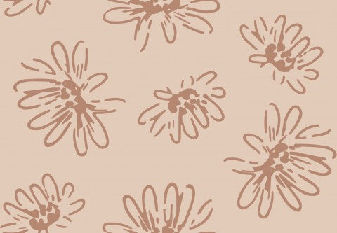 Wasserdichter Stoff M Simple Drawn Floral Beige Pink