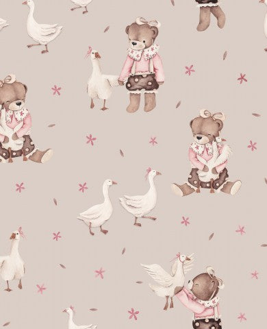 Jersey girl teddy with geese grey 25x25