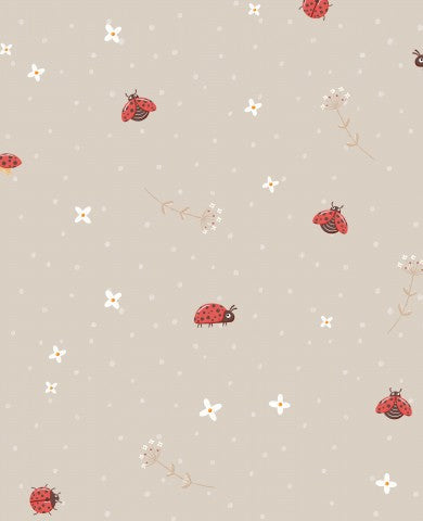 Jersey Ladybug Scattered Flowers Sand