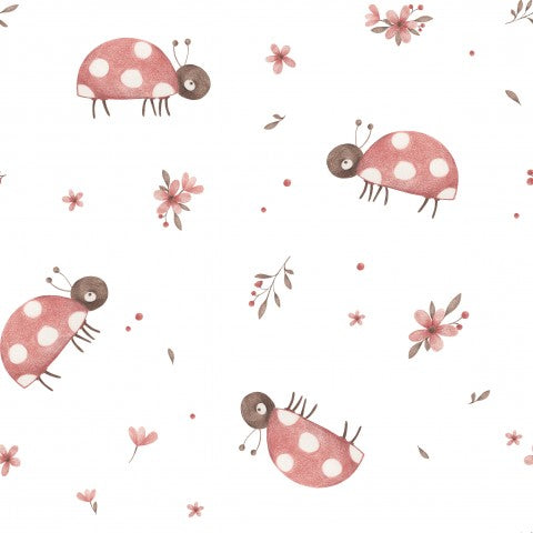 Jersey ladybug white 20x20cm