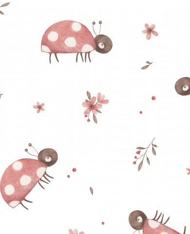 Jersey ladybug white 30x30cm