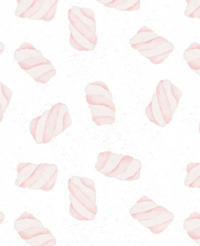 Canvas cotton pink marshmallows on white background