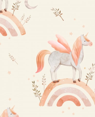 Jersey maxi dress “Unicorn on Rainbow” in ecru