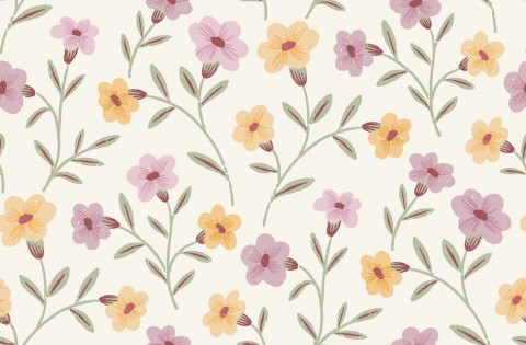 Jersey Meadow Boho Flowers in Lilac and Yellow