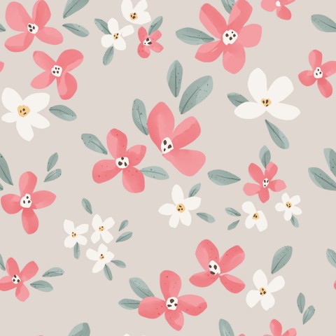 Motif floral French Terry avec des fleurs roses et blanches