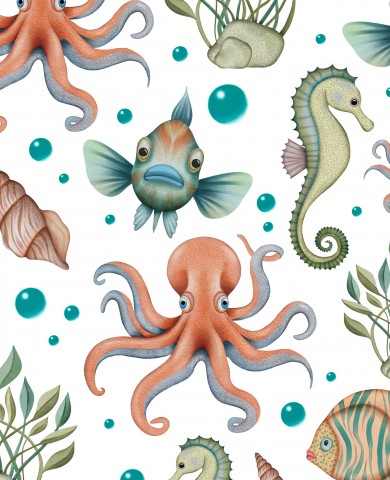 SoftShell Oktopus, Seepferdchen und anderen Meeresbewohnern