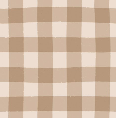Jersey mini gingham in neutral vintage brown