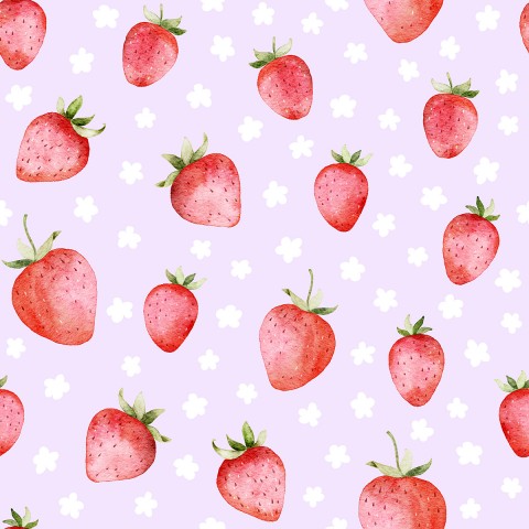 Toile de coton fraises sur fond violet