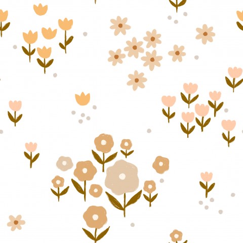 Wasserdichter Stoff Minimalistic flowers White
