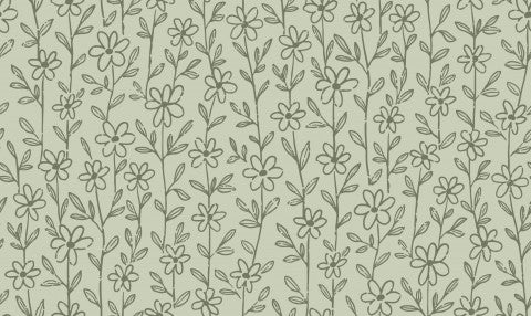 Jersey Minimalistic Spring Flowers in Green