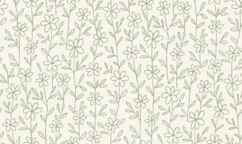 Jersey Minimalistic Spring Flowers Light Green