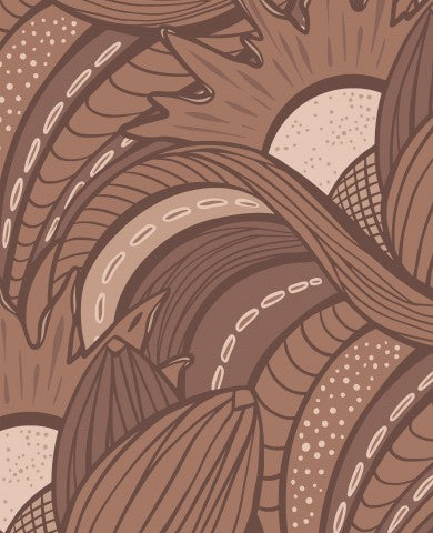 Wasserdichter Stoff Mocha Mousse Abstract Wavy Line Art