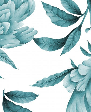 Rib Jersey Aquarell-Pfingstrosenblumen auf weißem Hintergrund
