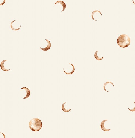 Wasserdichter Stoff moon phases copper and ecru