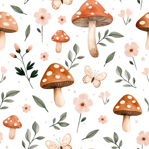 Jersey mushrooms and butterflies white