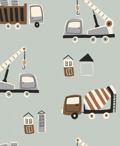Waterproof fabric a vector of construction vehicles