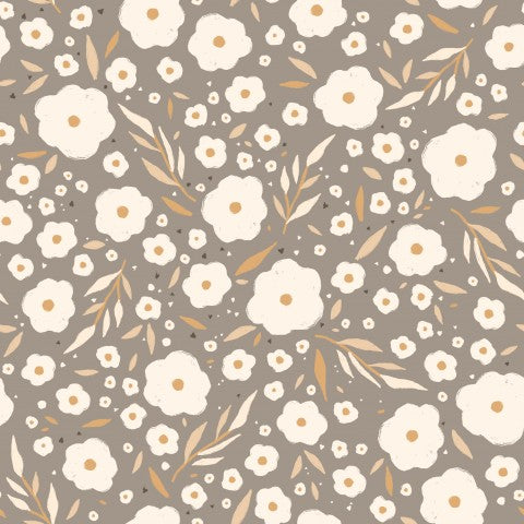 Wasserdichter Stoff Naive tiny flowers Grey