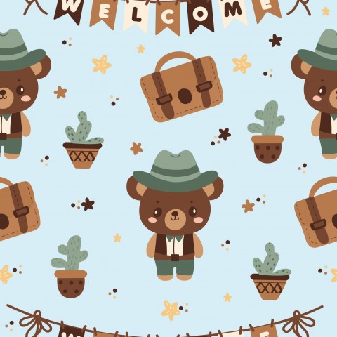 Jersey Cute little bear in cowboy style