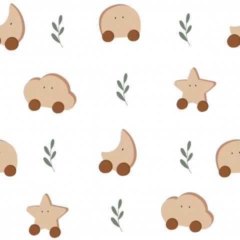 Satin de coton animaux mignons et étoiles