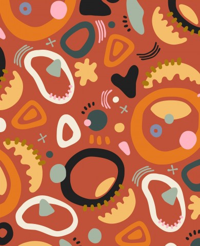 Wasserdichter Stoff Orange Modern Circles Abstract Shapes
