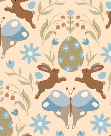 Stylische Baumwoll-Canvas-Stoffe für dein nächstes Projekt: Osterhase-Muster, Eier- und Blumen-Entwürfe auf weichem Baumwolle-Zweigarett. Ideale Meterware zum 