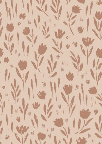 Wasserdichter Stoff Painted Flowers Summer Meadow Beige Pink