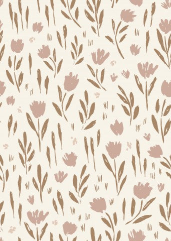 Wasserdichter Stoff Painted Flowers Summer Meadow Pink Light