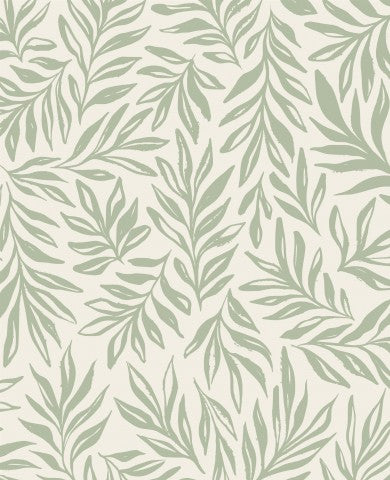 Muslin Pale Green Inky Leaves