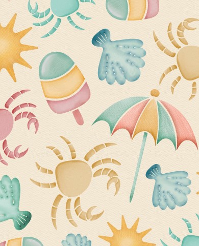 Jersey Pastell Aquarell Strandleben klein