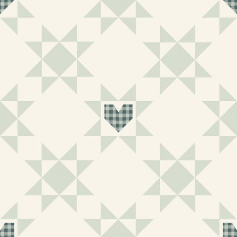 Waterproof fabric Patchwork Star and Gingham Heart Blue