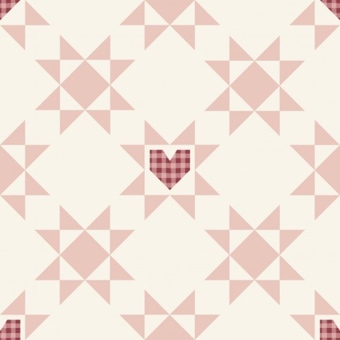 Wasserdichter Stoff Patchwork Star and Gingham Heart Pink