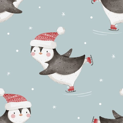 Musselin Penguins on Blue
