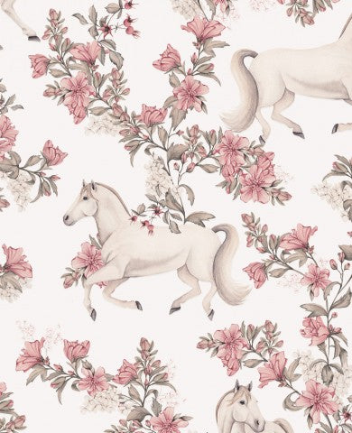 Jersey horses in floral cream