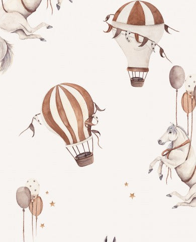 Muslin horses with balloons cream