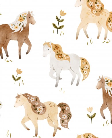 Jersey horses and small flowers white