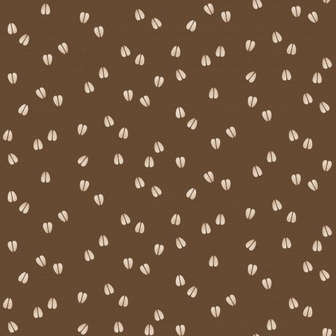  Satén de algodón con estampado marrón y blanco con granos de café.