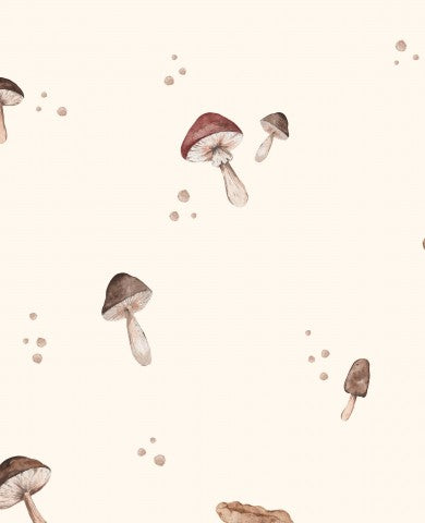 Waterproof fabric mushrooms dots cream 30x30cm