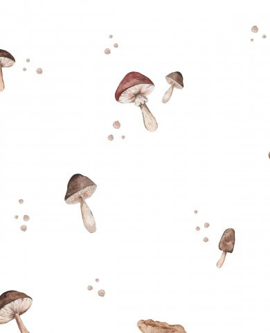 Waterproof fabric mushrooms dots white 30x30cm