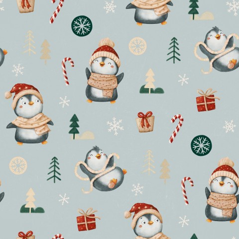 Jersey Penguin Christmas Blue
