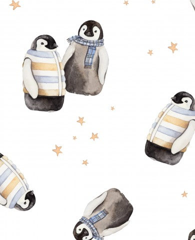 Wasserdichter Stoff Pinguine weiß
