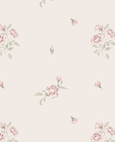 Jersey Pink roses small beige