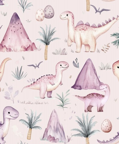 Jersey Pink Watercolour Dinosaurs for girls