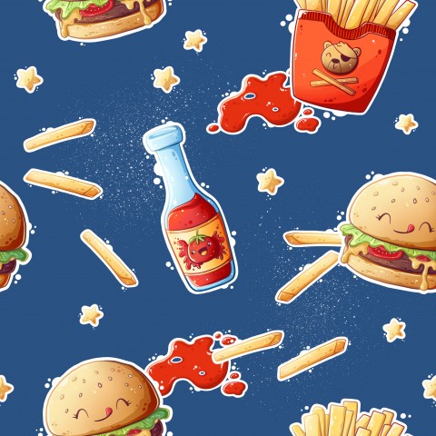 Rib Jersey Hamburger, Pommes und Ketchup