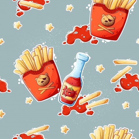 Jersey French Fries and Burger Light Blue