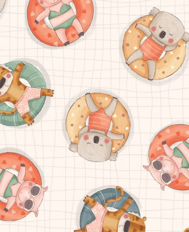 Animaux mignons en SoftShell sur des objets gonflables