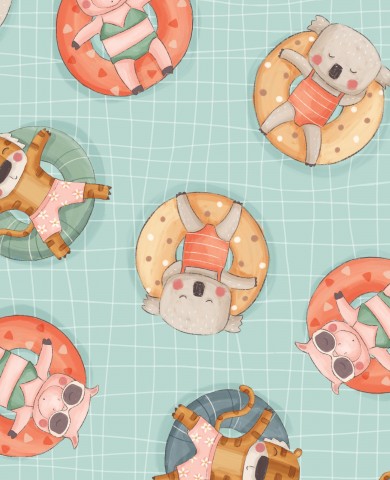 Animaux mignons en SoftShell sur des objets gonflables