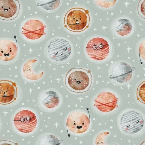 SoftShell pattern with planets and stars on it