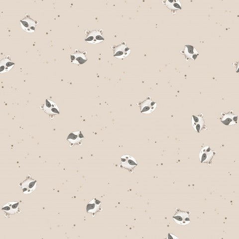 Wasserdichter Stoff Raccoons Tossed Beige 18x18cm