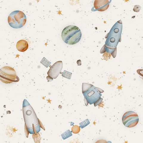 SoftShell fabric sample with a space motif
