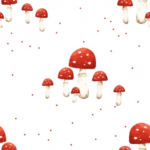 Wasserdichter Stoff Red toadstool mushrooms dots white